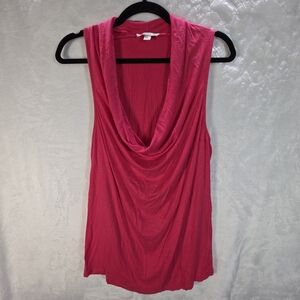 Kenar Draped Cowl Neck Tank - Hot Pink Size Large